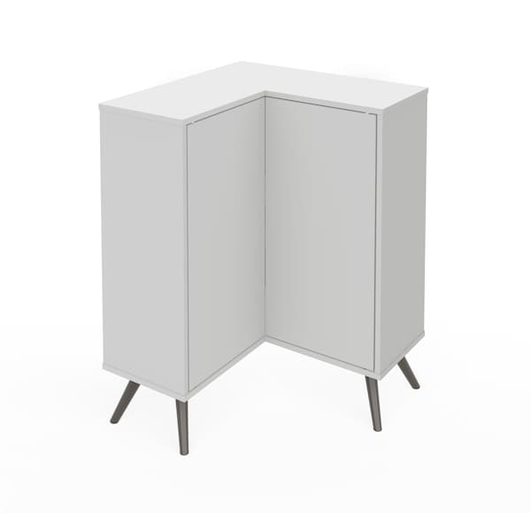Krom 27W Corner Storage Cabinet with Metal Legs, White